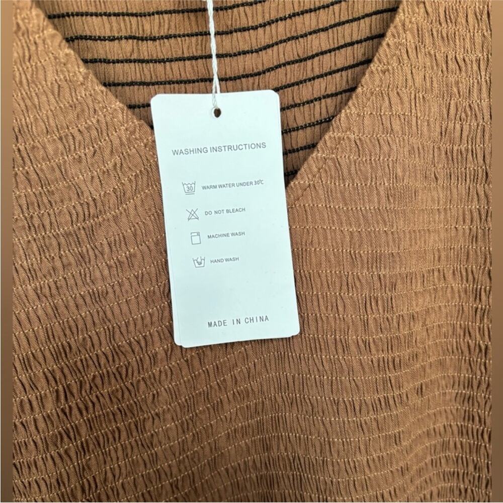 Elegant Long Sleeve Brown Dress Large - Picture 4 of 8